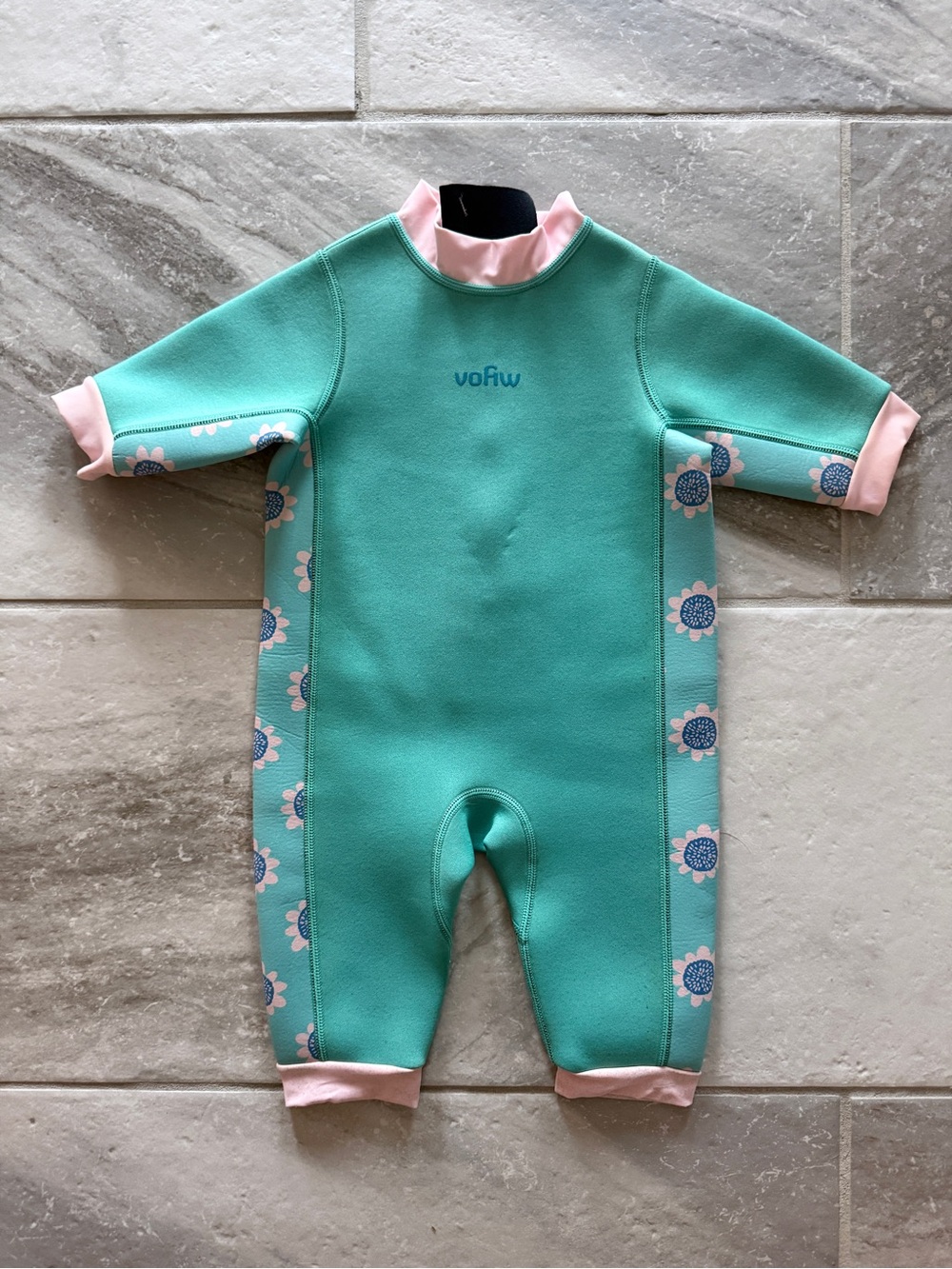 Vofiw Mint & Pink Floral Toddler Wetsuit